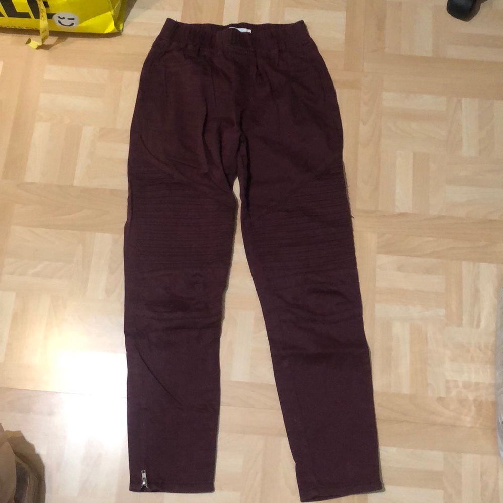 Grace & Lace Burgundy Moto Pants